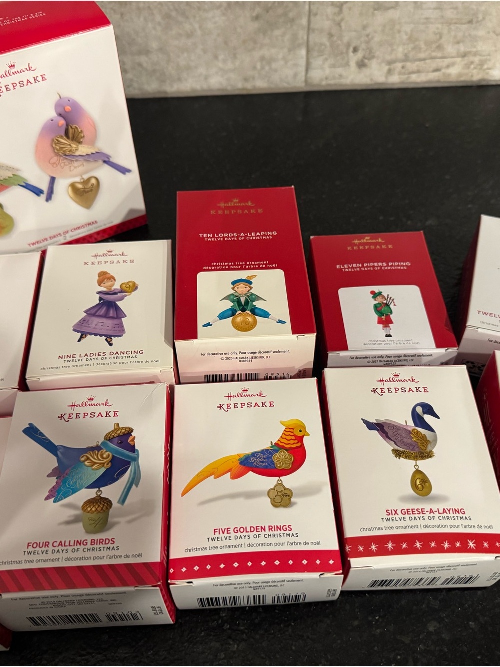Hallmark Keepsake Twelve Days of Christmas ornament collection